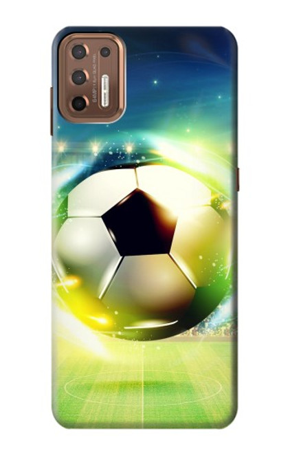 W3844 Glowing Football Soccer Ball Hard Case and Leather Flip Case For Motorola Moto G9 Plus