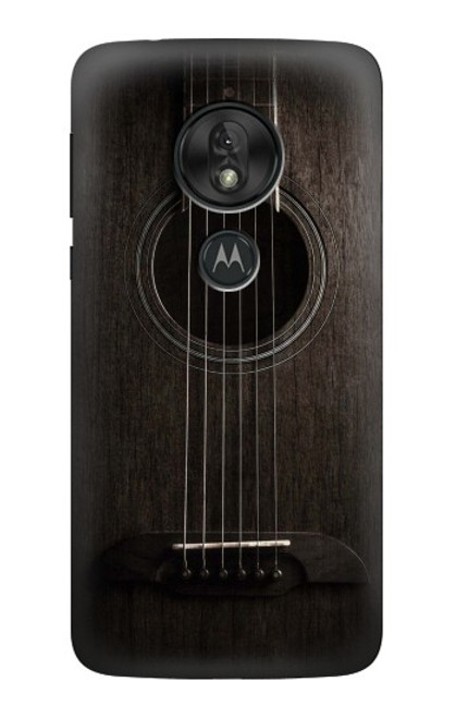 W3834 Old Woods Black Guitar Hard Case and Leather Flip Case For Motorola Moto G7 Power