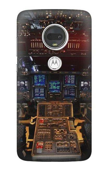 W3836 Airplane Cockpit Hard Case and Leather Flip Case For Motorola Moto G7, Moto G7 Plus