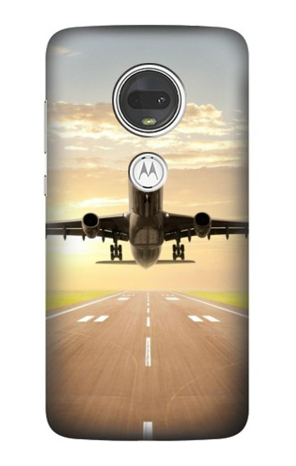 W3837 Airplane Take off Sunrise Hard Case and Leather Flip Case For Motorola Moto G7, Moto G7 Plus