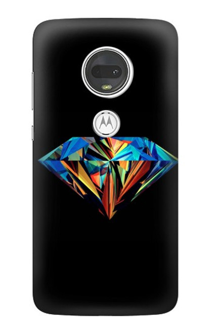 W3842 Abstract Colorful Diamond Hard Case and Leather Flip Case For Motorola Moto G7, Moto G7 Plus