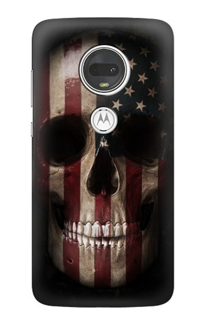 W3850 American Flag Skull Hard Case and Leather Flip Case For Motorola Moto G7, Moto G7 Plus