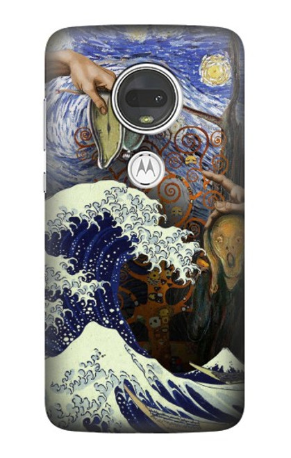 W3851 World of Art Van Gogh Hokusai Da Vinci Hard Case and Leather Flip Case For Motorola Moto G7, Moto G7 Plus
