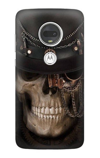 W3852 Steampunk Skull Hard Case and Leather Flip Case For Motorola Moto G7, Moto G7 Plus