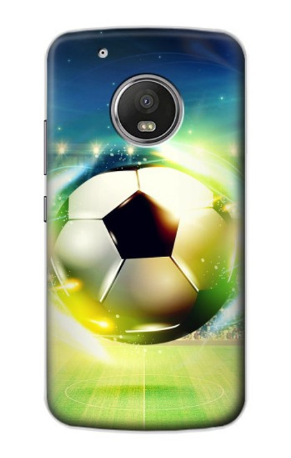 W3844 Glowing Football Soccer Ball Hard Case and Leather Flip Case For Motorola Moto G5 Plus
