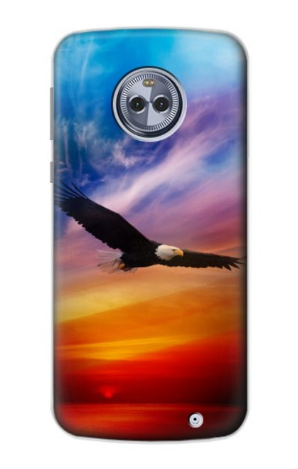 W3841 Bald Eagle Flying Colorful Sky Hard Case and Leather Flip Case For Motorola Moto X4