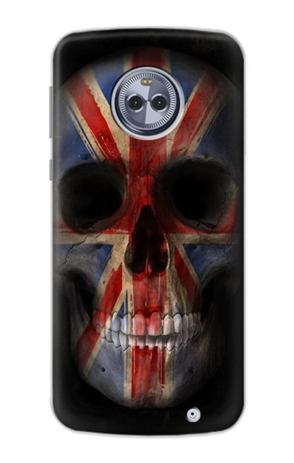 W3848 United Kingdom Flag Skull Hard Case and Leather Flip Case For Motorola Moto X4