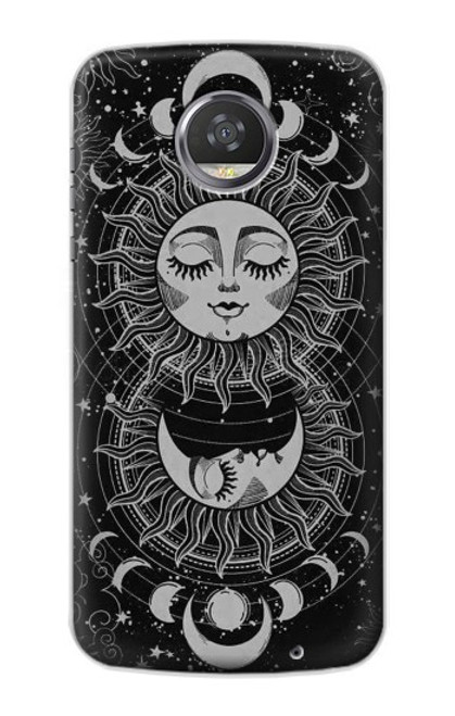 W3854 Mystical Sun Face Crescent Moon Hard Case and Leather Flip Case For Motorola Moto Z2 Play, Z2 Force