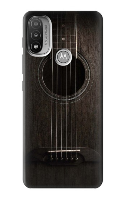 W3834 Old Woods Black Guitar Hard Case and Leather Flip Case For Motorola Moto E20,E30,E40