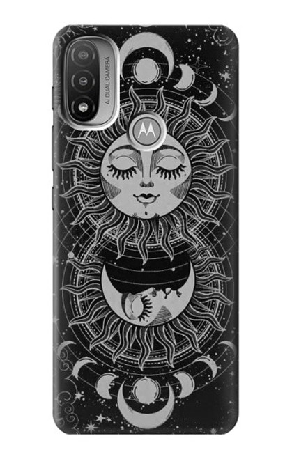 W3854 Mystical Sun Face Crescent Moon Hard Case and Leather Flip Case For Motorola Moto E20,E30,E40