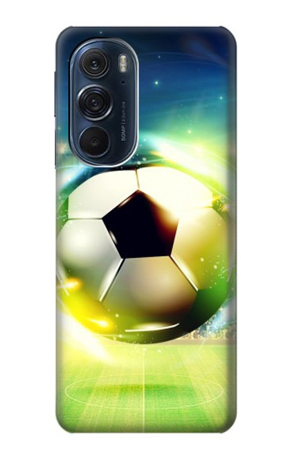 W3844 Glowing Football Soccer Ball Hard Case and Leather Flip Case For Motorola Edge X30