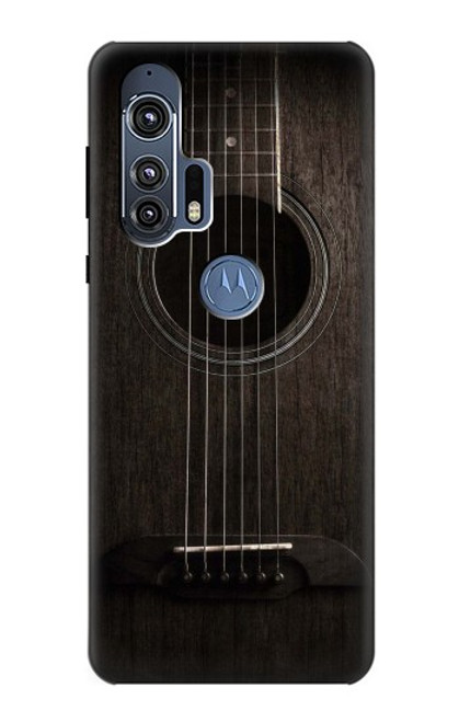 W3834 Old Woods Black Guitar Hard Case and Leather Flip Case For Motorola Edge+