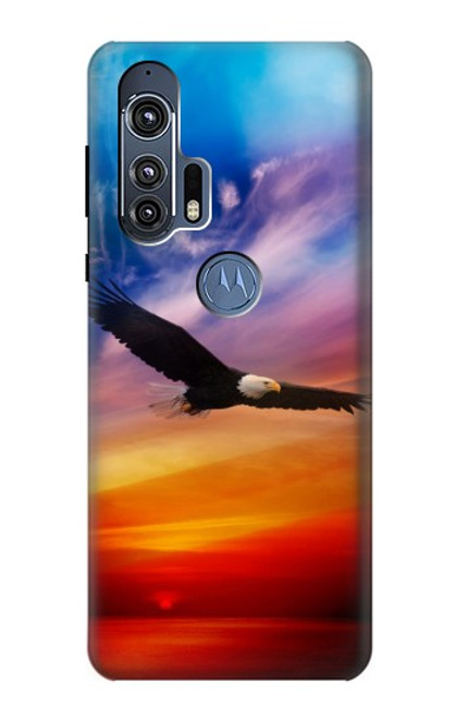 W3841 Bald Eagle Flying Colorful Sky Hard Case and Leather Flip Case For Motorola Edge+