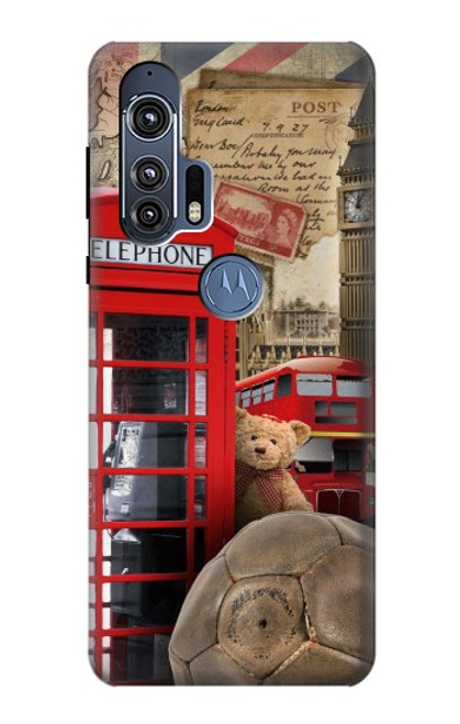 W3856 Vintage London British Hard Case and Leather Flip Case For Motorola Edge+