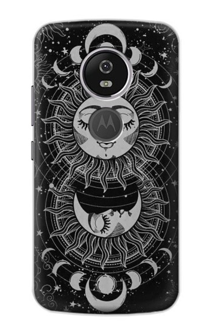 W3854 Mystical Sun Face Crescent Moon Hard Case and Leather Flip Case For Motorola Moto E5 Plus