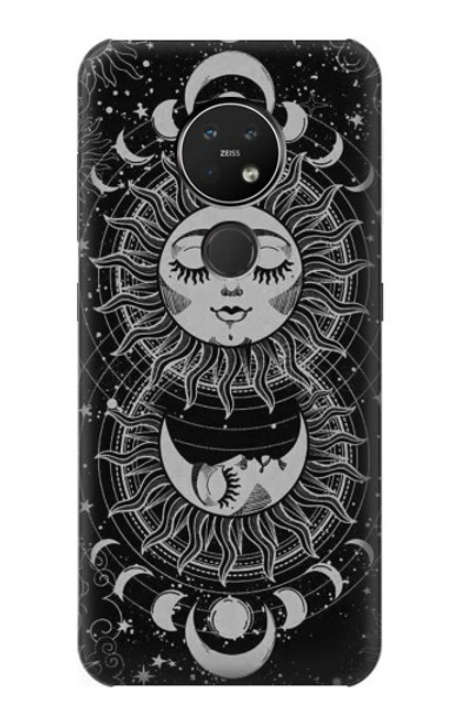 W3854 Mystical Sun Face Crescent Moon Hard Case and Leather Flip Case For Nokia 7.2