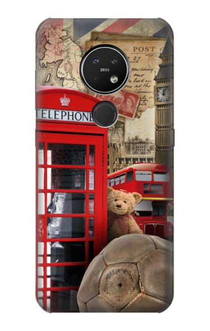 W3856 Vintage London British Hard Case and Leather Flip Case For Nokia 7.2