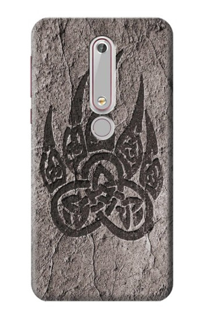 W3832 Viking Norse Bear Paw Berserkers Rock Hard Case and Leather Flip Case For Nokia 6.1, Nokia 6 2018