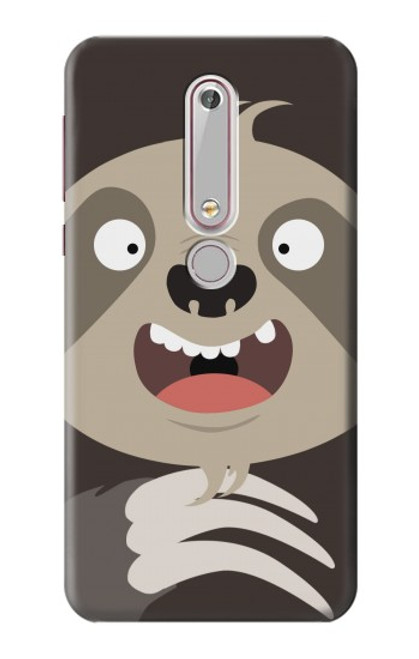 W3855 Sloth Face Cartoon Hard Case and Leather Flip Case For Nokia 6.1, Nokia 6 2018