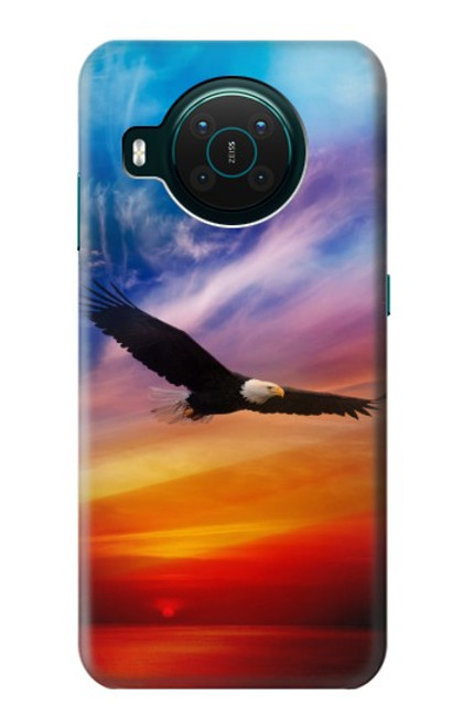 W3841 Bald Eagle Flying Colorful Sky Hard Case and Leather Flip Case For Nokia X10