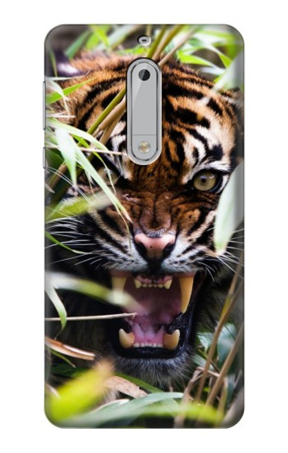 W3838 Barking Bengal Tiger Hard Case and Leather Flip Case For Nokia 5