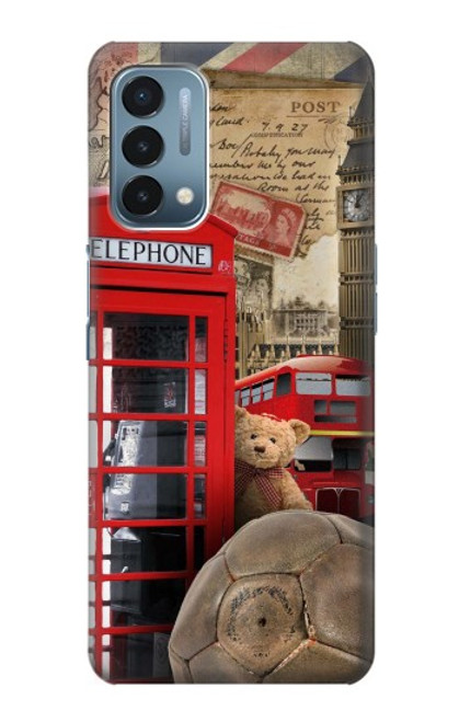 W3856 Vintage London British Hard Case and Leather Flip Case For OnePlus Nord N200 5G