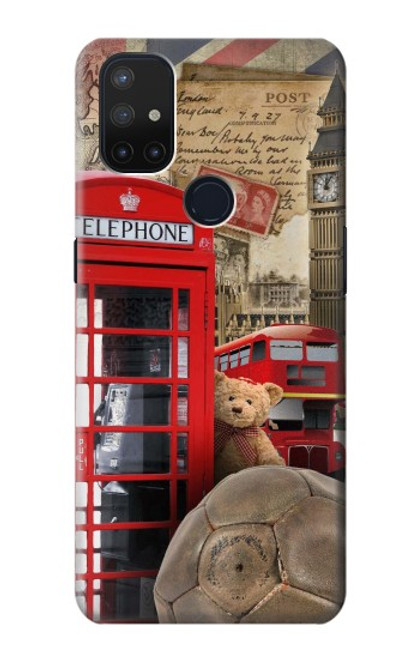 W3856 Vintage London British Hard Case and Leather Flip Case For OnePlus Nord N10 5G