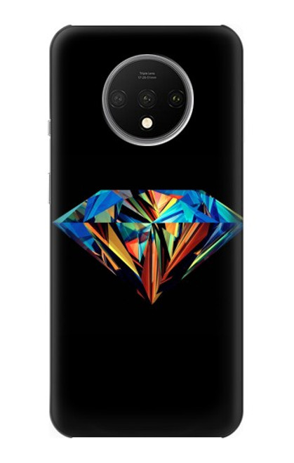 W3842 Abstract Colorful Diamond Hard Case and Leather Flip Case For OnePlus 7T
