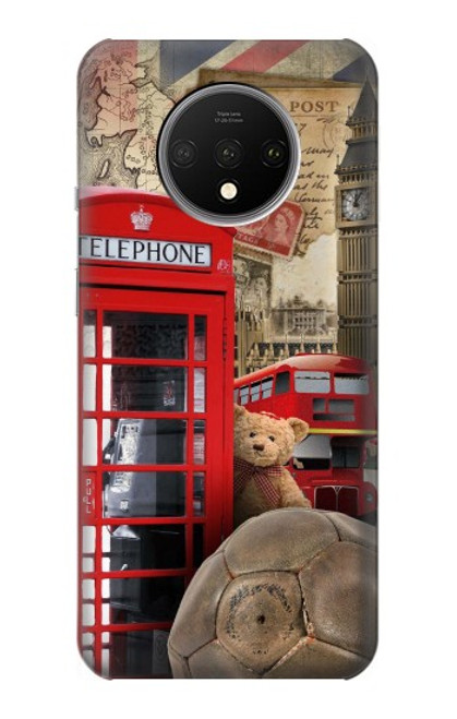 W3856 Vintage London British Hard Case and Leather Flip Case For OnePlus 7T