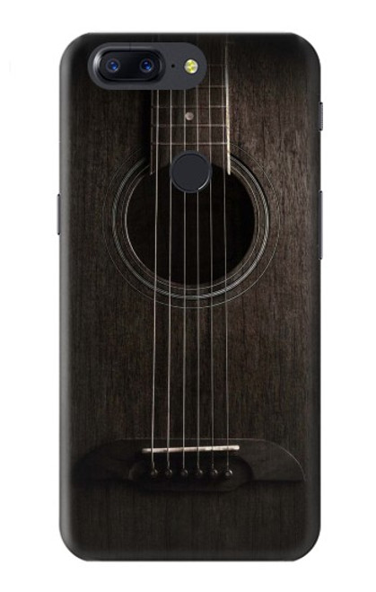 W3834 Old Woods Black Guitar Hard Case and Leather Flip Case For OnePlus 5T