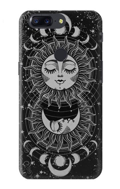 W3854 Mystical Sun Face Crescent Moon Hard Case and Leather Flip Case For OnePlus 5T