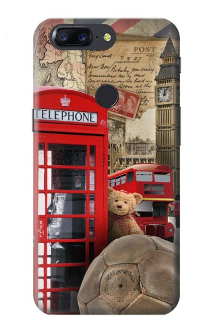 W3856 Vintage London British Hard Case and Leather Flip Case For OnePlus 5T