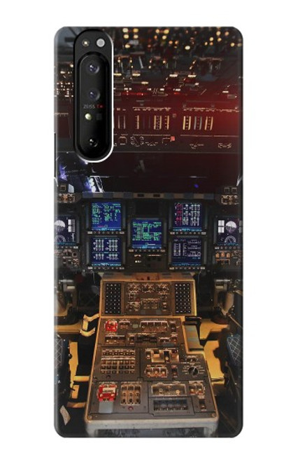 W3836 Airplane Cockpit Hard Case and Leather Flip Case For Sony Xperia 1 III