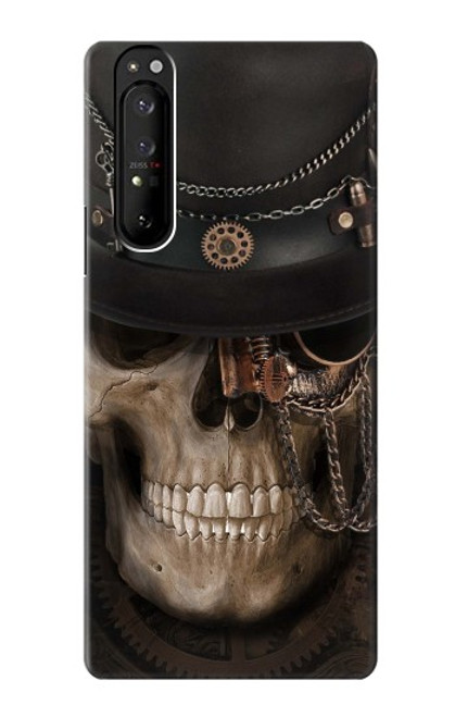 W3852 Steampunk Skull Hard Case and Leather Flip Case For Sony Xperia 1 III