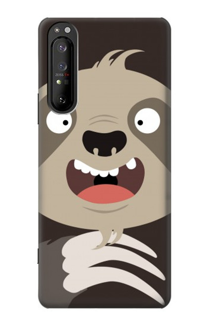 W3855 Sloth Face Cartoon Hard Case and Leather Flip Case For Sony Xperia 1 II