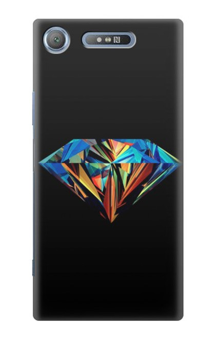 W3842 Abstract Colorful Diamond Hard Case and Leather Flip Case For Sony Xperia XZ1