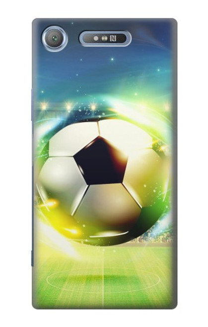 W3844 Glowing Football Soccer Ball Hard Case and Leather Flip Case For Sony Xperia XZ1