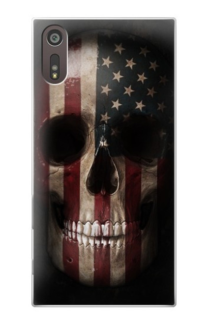 W3850 American Flag Skull Hard Case and Leather Flip Case For Sony Xperia XZ