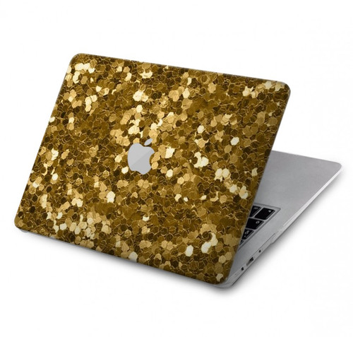 W3388 Gold Glitter Graphic Print Hard Case Cover For MacBook Pro 16 M1,M2 (2021,2023) - A2485, A2780