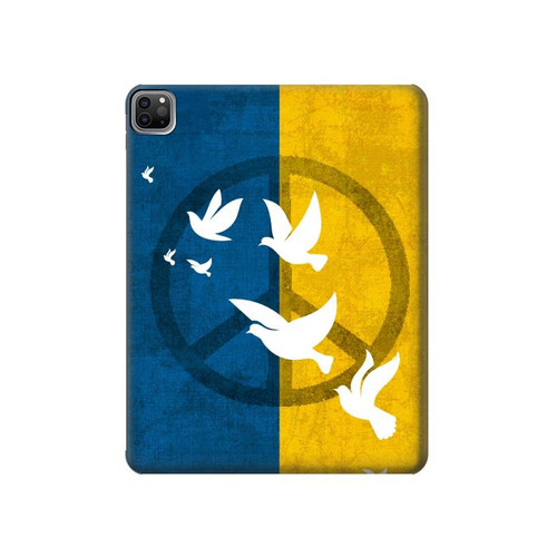W3857 Peace Dove Ukraine Flag Tablet Hard Case For iPad Pro 12.9 (2022,2021,2020,2018, 3rd, 4th, 5th, 6th)