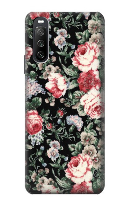 W2727 Vintage Rose Pattern Hard Case and Leather Flip Case For Sony Xperia 10 III Lite