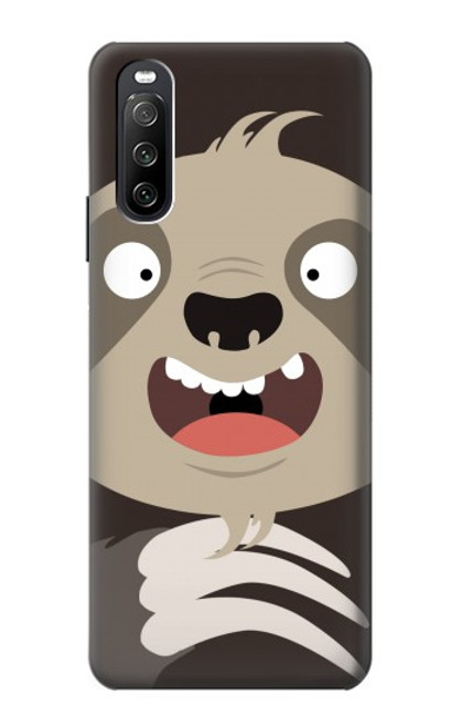 W3855 Sloth Face Cartoon Hard Case and Leather Flip Case For Sony Xperia 10 III Lite