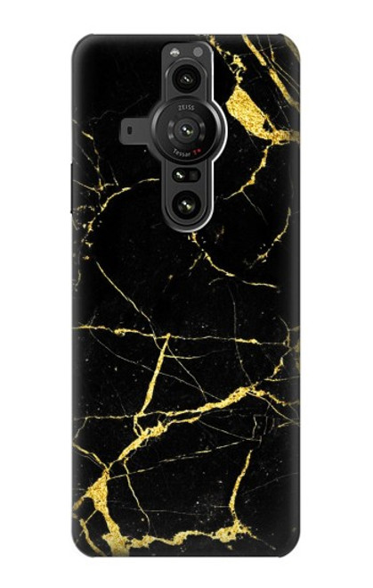 W2896 Gold Marble Graphic Printed Hard Case and Leather Flip Case For Sony Xperia Pro-I