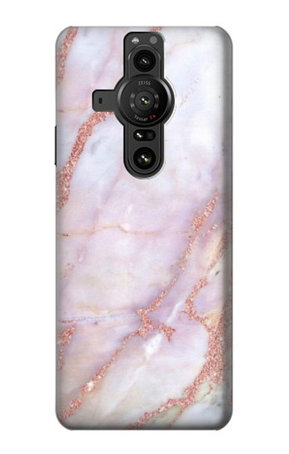 W3482 Soft Pink Marble Graphic Print Hard Case and Leather Flip Case For Sony Xperia Pro-I