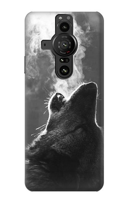 W3505 Wolf Howling Hard Case and Leather Flip Case For Sony Xperia Pro-I