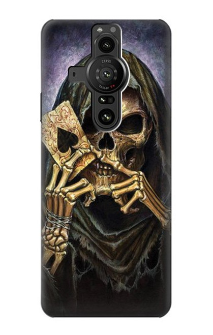 W3594 Grim Reaper Wins Poker Hard Case and Leather Flip Case For Sony Xperia Pro-I