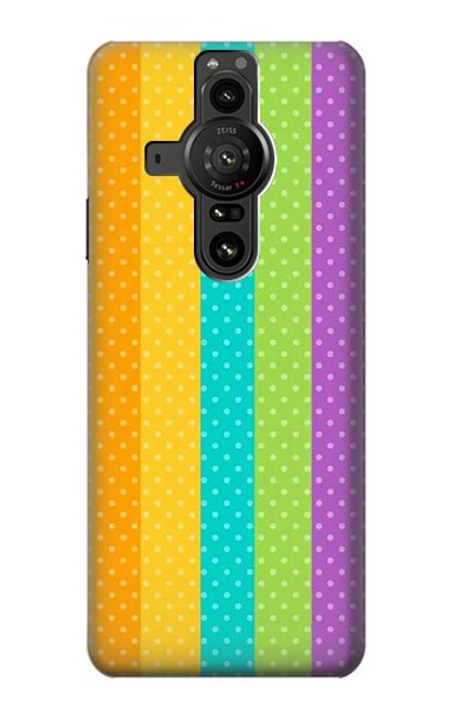 W3678 Colorful Rainbow Vertical Hard Case and Leather Flip Case For Sony Xperia Pro-I