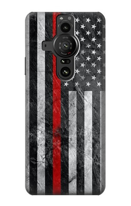 W3687 Firefighter Thin Red Line American Flag Hard Case and Leather Flip Case For Sony Xperia Pro-I