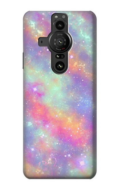 W3706 Pastel Rainbow Galaxy Pink Sky Hard Case and Leather Flip Case For Sony Xperia Pro-I