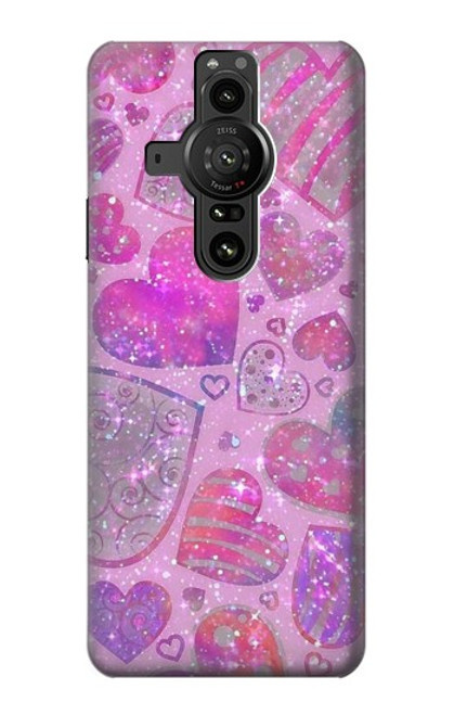 W3710 Pink Love Heart Hard Case and Leather Flip Case For Sony Xperia Pro-I